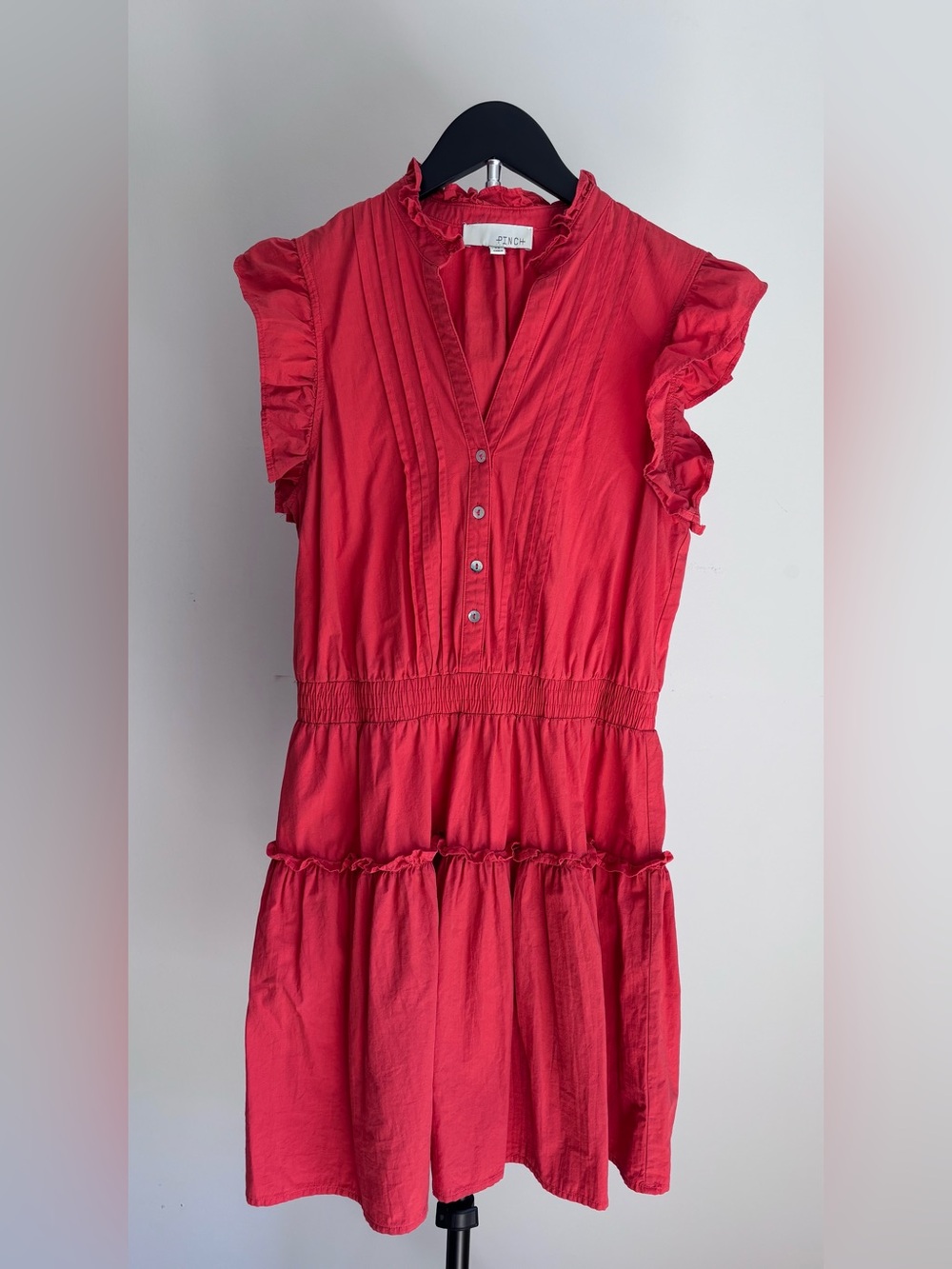 PINCH Ruffle Sleeve Mini Dress in Deep Orange | M | Resort | Preppy | Romantic
